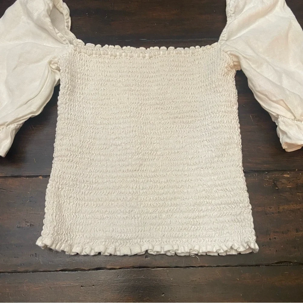 Reformation White Clementine Linen Top Blouse Size Medium 2157